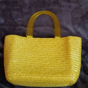 Yellow straw purse bag spring bright